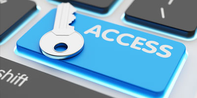 Key symbol on a blue Access keyboard key representing a master key access system